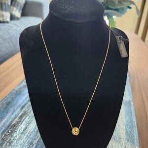 14K Solid Gold Necklace 18” Made in Italy Golden Clef Knot Pendant Minimalist